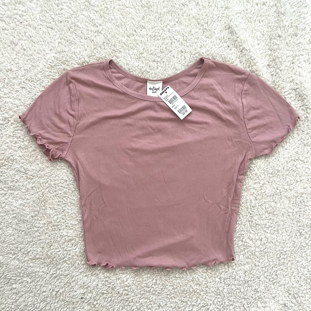TILLYS Pink Lettuce Edge Ribbed Shirt Size S